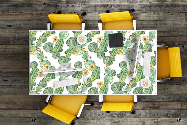 Sous-main bureau Cactus avec des fleurs