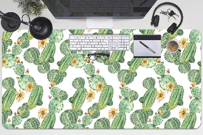 Sous-main bureau Cactus avec des fleurs