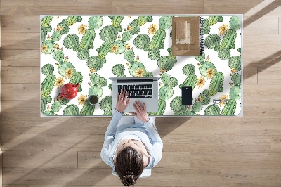 Sous-main bureau Cactus avec des fleurs