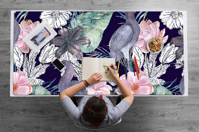 Sous-main bureau Oiseaux en fleurs