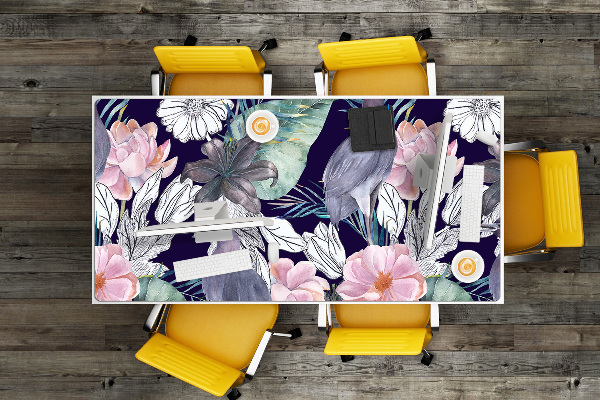 Sous-main bureau Oiseaux en fleurs
