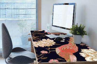 Protège bureau Pivoine avec un oiseau