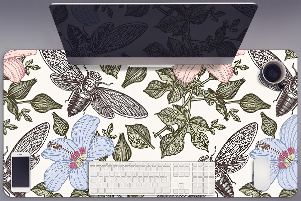 Sous-main bureau Papillons parmi les fleurs