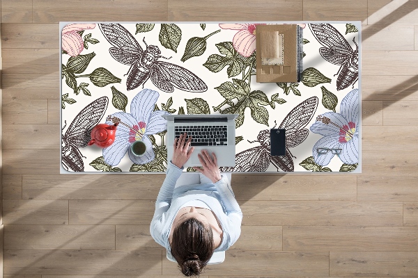 Sous-main bureau Papillons parmi les fleurs