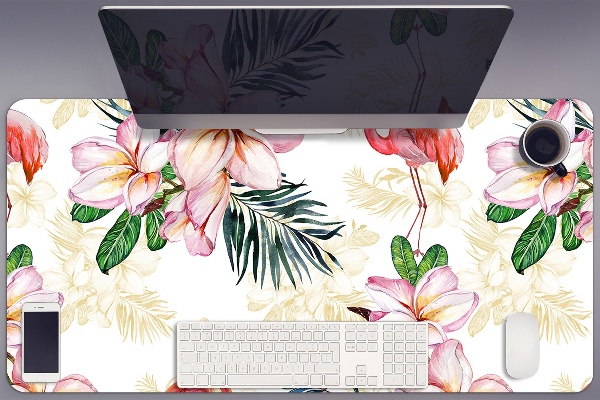 Sous-main bureau Flamingos en fleurs