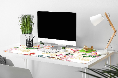 Sous-main bureau Flamingos en fleurs