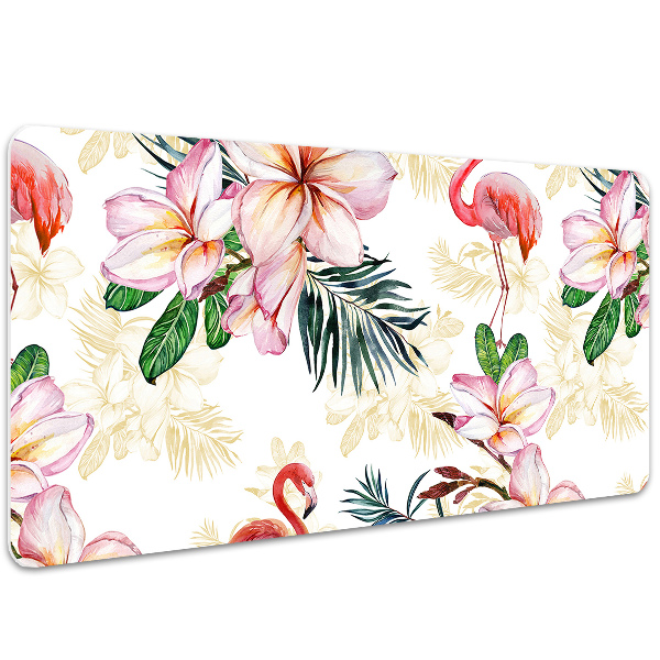Sous-main bureau Flamingos en fleurs