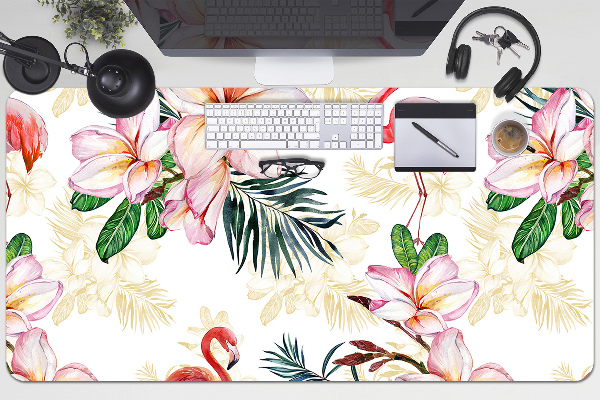 Sous-main bureau Flamingos en fleurs
