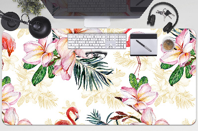 Sous-main bureau Flamingos en fleurs