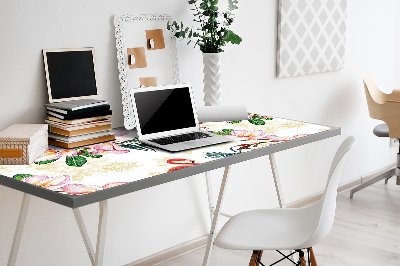 Sous-main bureau Flamingos en fleurs