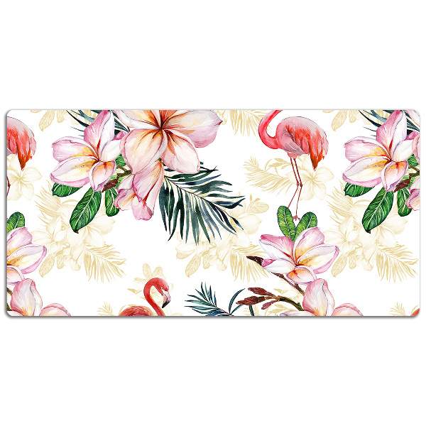 Sous-main bureau Flamingos en fleurs