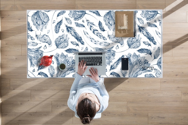 Protège bureau Feuilles bleues