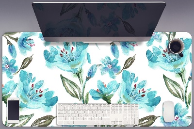 Sous-main bureau Fleurs turquoises