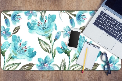 Sous-main bureau Fleurs turquoises