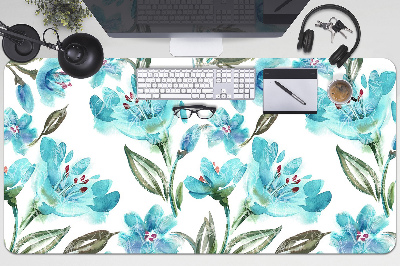 Sous-main bureau Fleurs turquoises