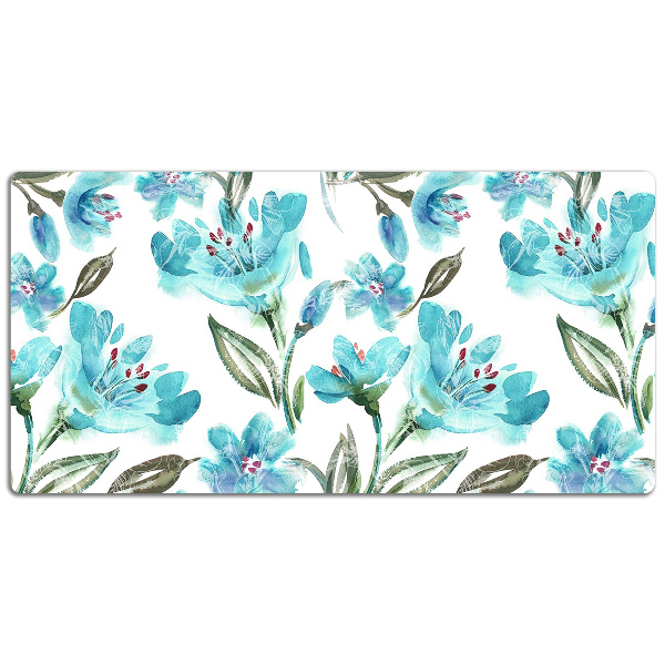 Sous-main bureau Fleurs turquoises