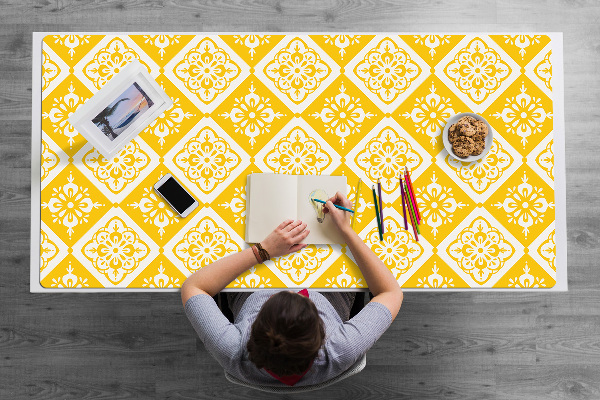 Sous-main bureau Modèle jaune-blanc