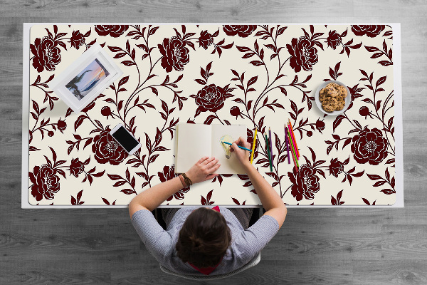 Sous-main bureau Fleurs bourgogne