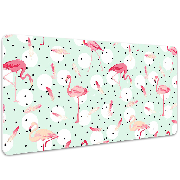 Protège bureau Flamants et points