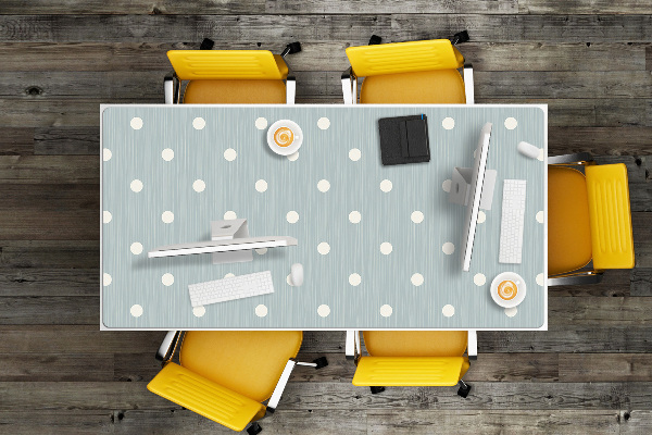 Sous main de bureau pois blancs