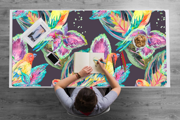 Sous main de bureau Perroquets colorés