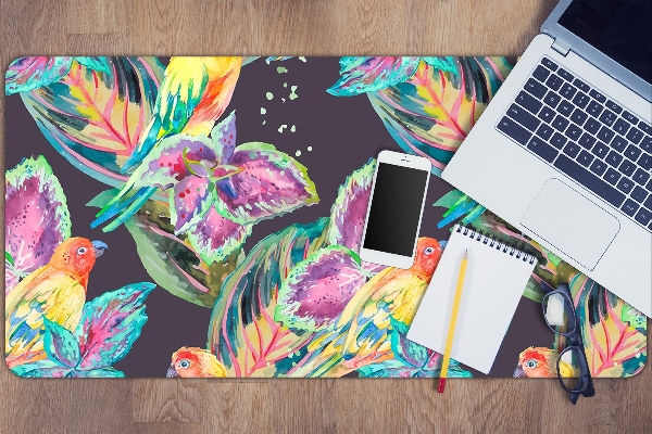Sous main de bureau Perroquets colorés