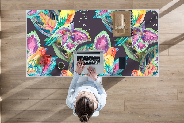 Sous main de bureau Perroquets colorés