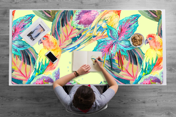 Sous main de bureau Perroquets colorés