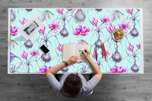 Sous-main bureau Crocus avec des oignons
