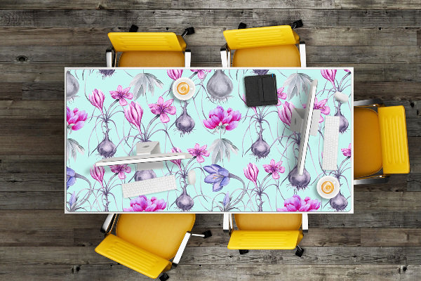 Sous-main bureau Crocus avec des oignons