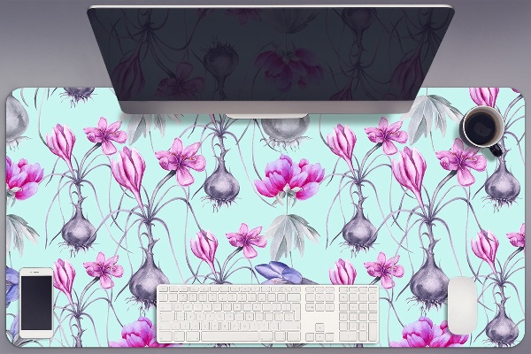 Sous-main bureau Crocus avec des oignons