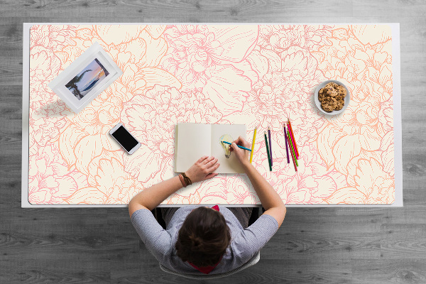 Sous-main bureau Pivoines roses