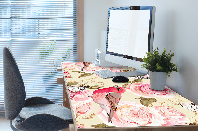 Sous-main bureau Oiseaux fleurs papillons