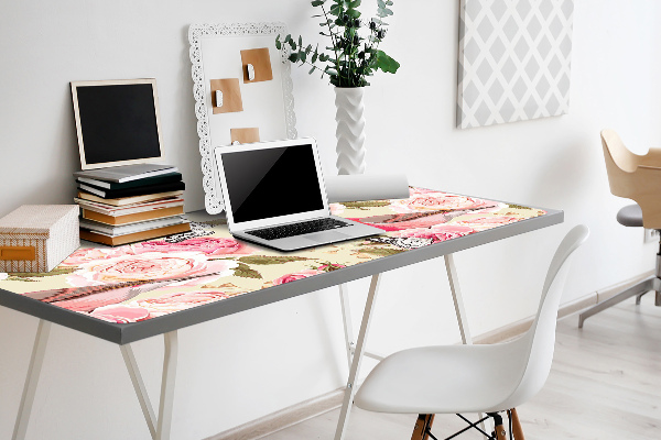 Sous-main bureau Oiseaux fleurs papillons
