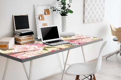 Sous-main bureau Oiseaux fleurs papillons