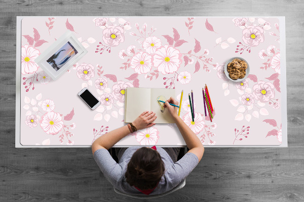 Sous-main bureau Petites fleurs roses