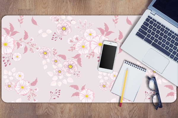 Sous-main bureau Petites fleurs roses