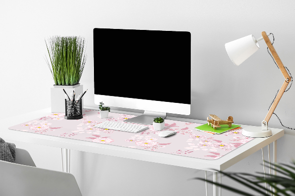 Sous-main bureau Petites fleurs roses