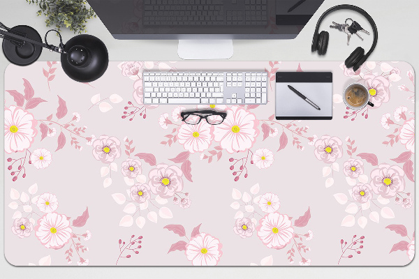 Sous-main bureau Petites fleurs roses