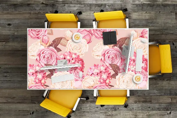 Sous-main bureau Roses et hydranges