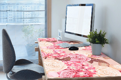 Sous-main bureau Roses et hydranges