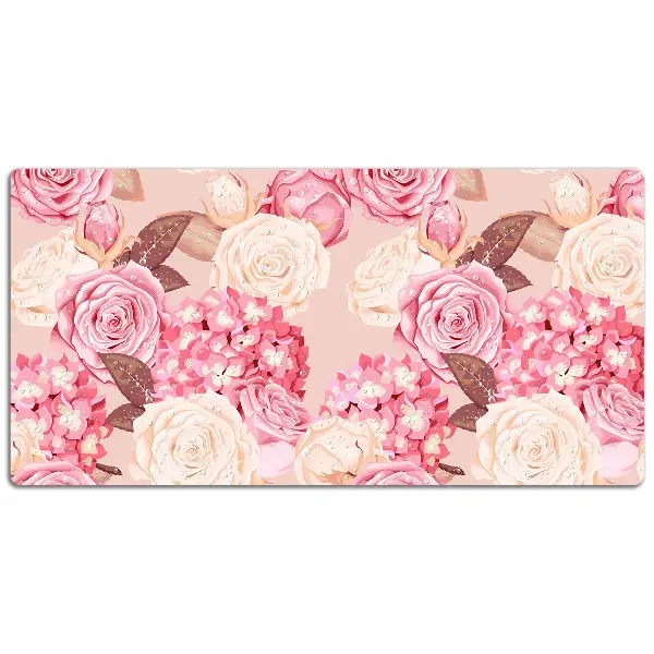 Sous-main bureau Roses et hydranges