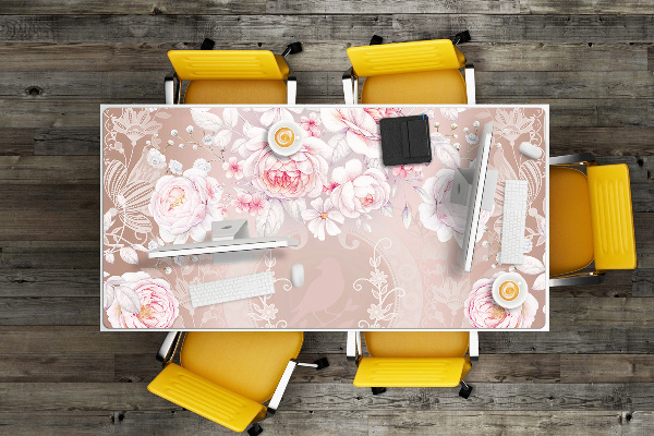 Sous main de bureau roses blanches