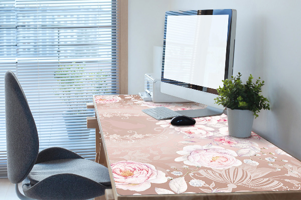 Sous main de bureau roses blanches