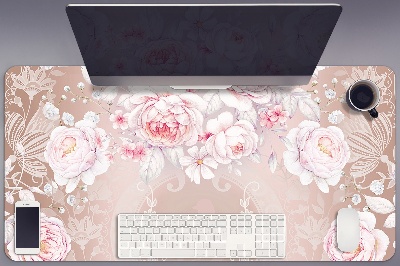 Sous main de bureau roses blanches