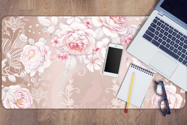 Sous main de bureau roses blanches