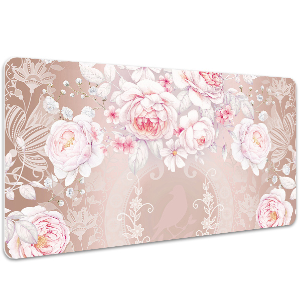 Sous main de bureau roses blanches