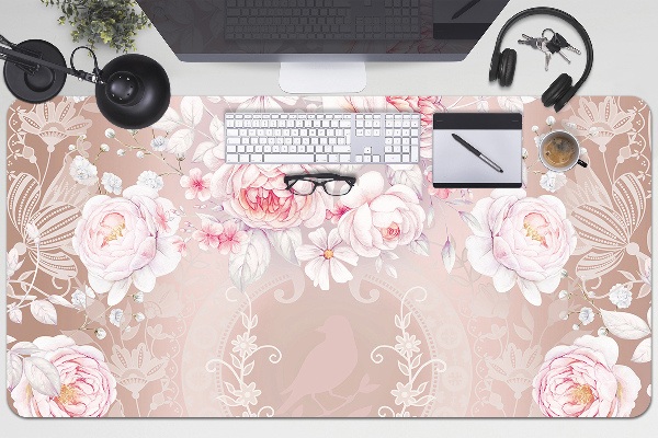 Sous main de bureau roses blanches