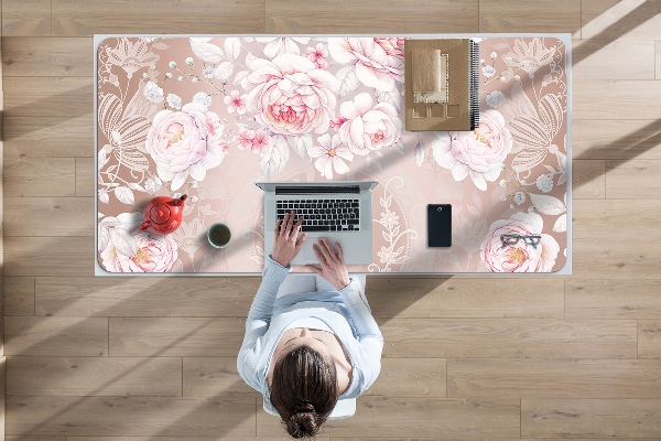 Sous main de bureau roses blanches