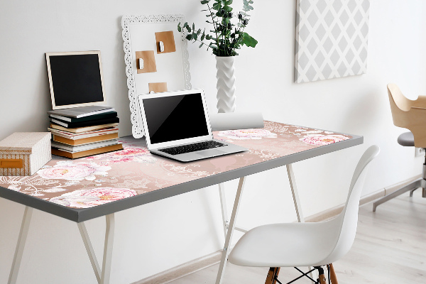 Sous main de bureau roses blanches
